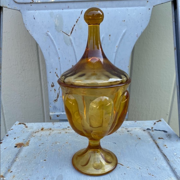 MCM Amber Glass Candy Dish